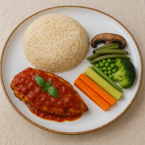 Piept de Pui cu Orez și Sote